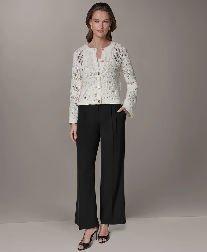 Donna Karan New York Women's Crochet Button-Front Jacket