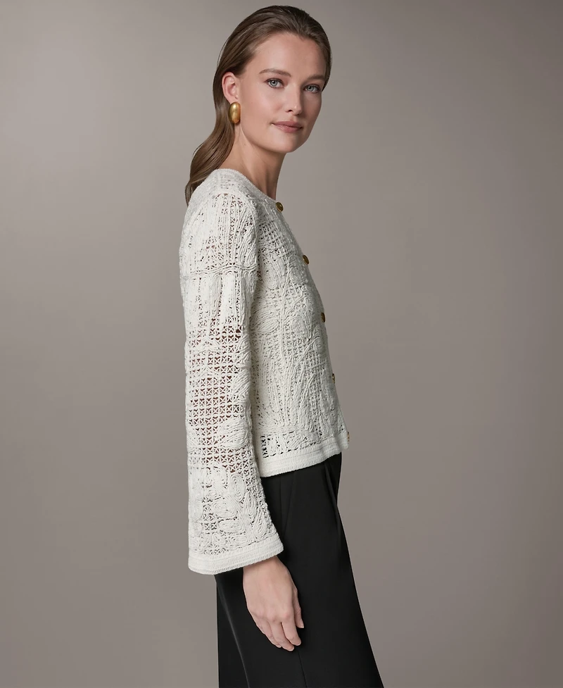 Donna Karan New York Women's Crochet Button-Front Jacket