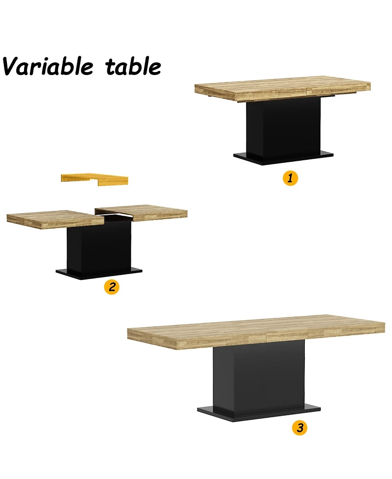 Homsee Wooden extendable dining table in for 4-10 people, rectangular kitchen table for home, kitchen, office