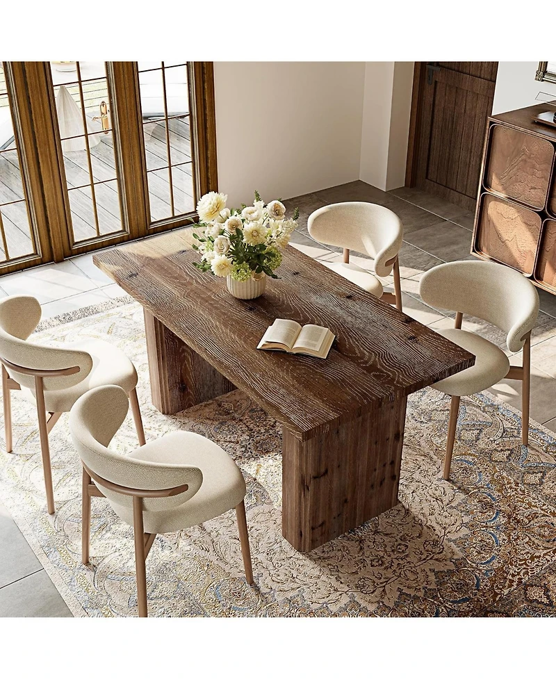 Tribesigns Solid Wood Dining Table for 4-6, Farmhouse Rectangular Kitchen Dinner Table