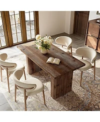 Tribesigns Solid Wood Dining Table for 4-6, Farmhouse Rectangular Kitchen Dinner Table