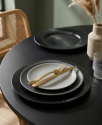 American Atelier Sunray Black Glass Charger Plate 13", Set of 4