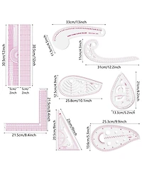 Gnuadz Fashion Clear Metric Sewing Ruler Set Pattern Rulers For Beginners Tailors Designers Quilting Embroidery Cross Crochet Knitting 9pcs
