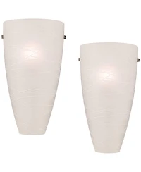 Possini Euro Design Modern Wall Light Sconces Set of 2 Striped Glass Pocket Hardwired 13 1/4" High Fixture Bedroom Bathroom
