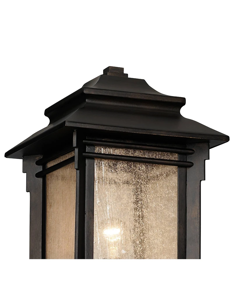 Franklin Iron Works Hickory Point Rustic Farmhouse Outdoor Post Lights Set of 2 Walnut Bronze 21 1/2" Frosted Cream Glass for Exterior Barn Deck House