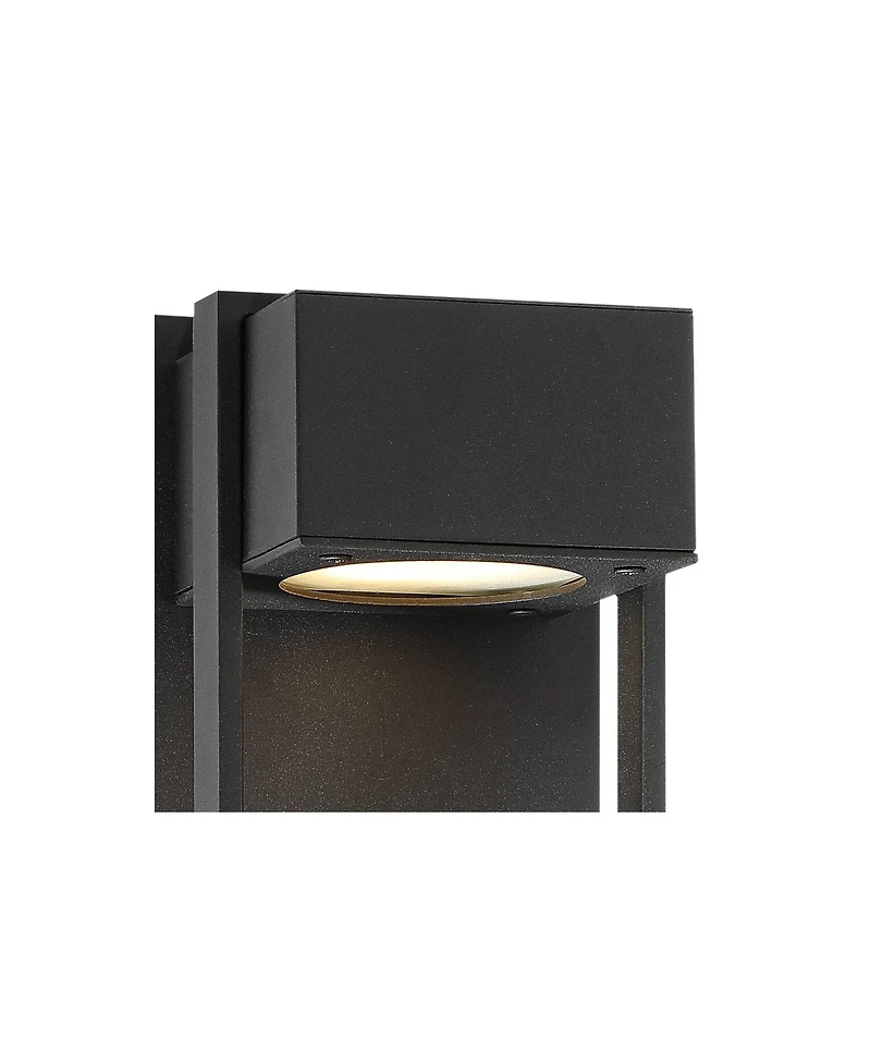 Possini Euro Design Pavel Modern Outdoor Wall Light Fixtures Set of 2 Metal Led Downlight 9 1/2" for Post Exterior Barn