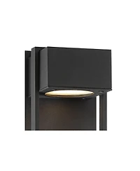 Possini Euro Design Pavel Modern Outdoor Wall Light Fixtures Set of 2 Metal Led Downlight 9 1/2" for Post Exterior Barn