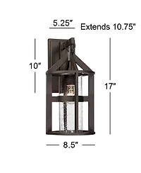 John Timberland Argentine Rustic Farmhouse Outdoor Wall Light Fixtures Set of 2 Bronze 17" Clear Seedy Glass for Post Exterior Barn Deck