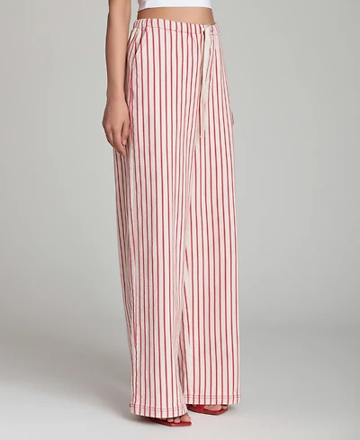 Avec Les Filles Women's Mid-Rise Striped Drawstring Pants