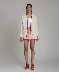 Avec Les Filles Women's Intarsia Lobster Long-Sleeve Sweater