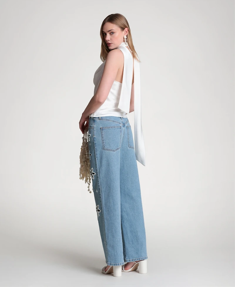 Avec Les Filles Women's Long Tie Halter Top