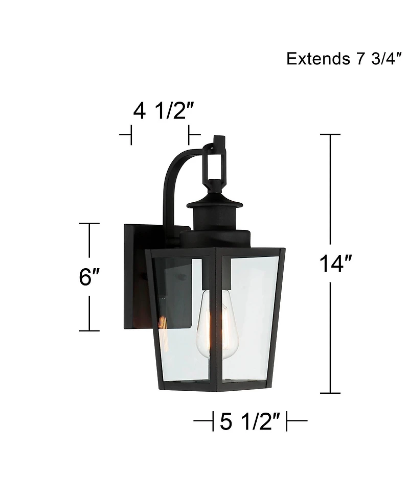 Possini Euro Design Ackerly Modern Outdoor Wall Light Fixtures Set of 2 Textured Lantern Frame 14" Clear Glass for Post Exterior