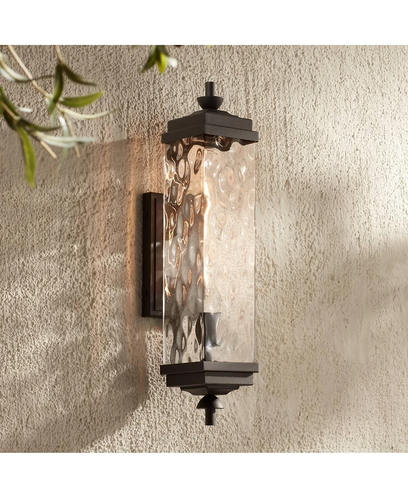 John Timberland Valentino 22" High Modern Outdoor Wall Light Fixture Mount Porch House Weatherproof Metal Water Glass Shade