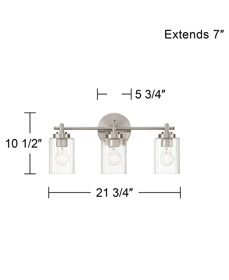 Possini Euro Design Elizabeth 21 3/4" High 3 Light Bathroom Vanity Wall Lamp Light Fixture Mount Hardwired Brushed Nickel