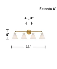 Possini Euro Design Possini Euro Cielo 33" Wide Warm Brass 4-Light Bath Light