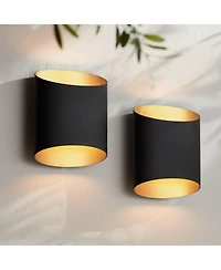 Possini Euro Design Everard 10" High Modern Outdoor Wall Light Fixture Mount Porch House Exterior Set of 2 Led Bulb