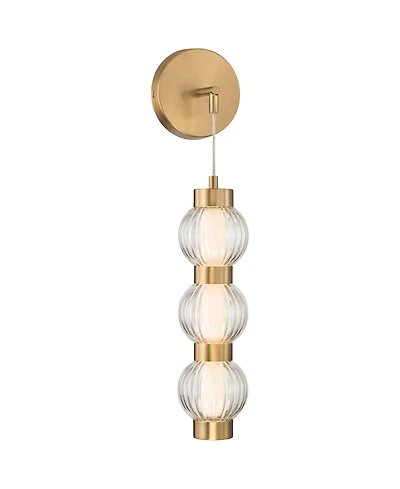 Possini Euro Design Possini Euro Mastia 22 1/4"H Warm Brass Ribbed Glass Led Wall Sconce