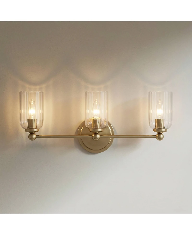 Possini Euro Design Possini Euro Oliver 21 3/4"W Satin Brass and Glass 3-Light Bath Light
