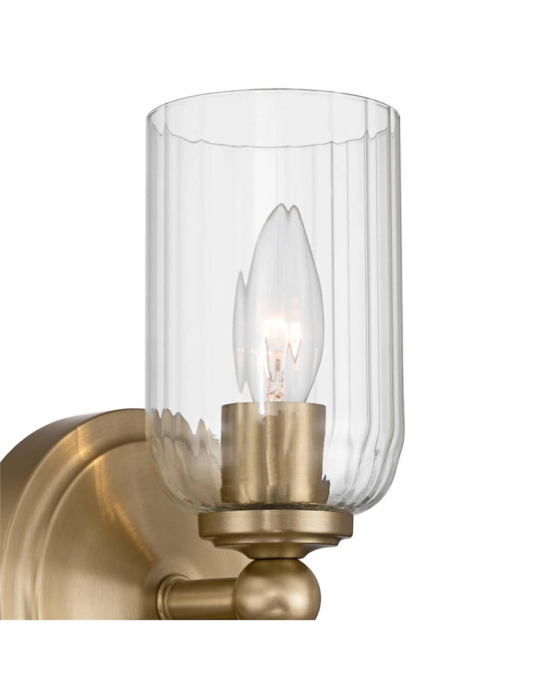Possini Euro Design Possini Euro Oliver 13"H Satin Brass Fluted Glass 2-Light Wall Sconce