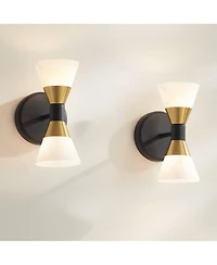 Possini Euro Design Possini Euro Domino 9 1/2"H Brass 2-Light Wall Sconce Set of 2