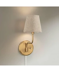 Possini Euro Design Ophelia 9 1/2"H Warm Brass Plug-In Wall Sconce Scallop Shade