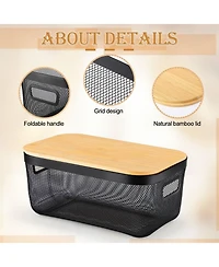 Yigii 4 Metal Mesh Stackable Baskets With Handles Lids Pantry Organization Storage For Cabinets Shelves Kitchen