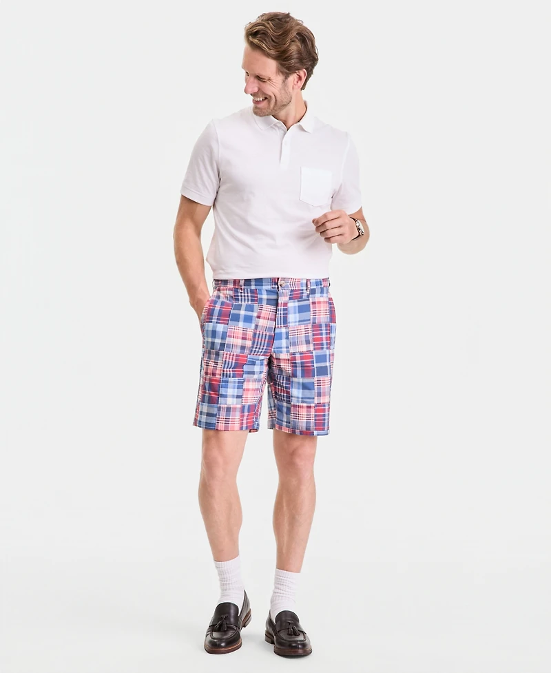 Club Room Men's Regular-Fit Madras Plaid Patchwork 9" Shorts, Exclusively at Macy's - Piece Block Yd