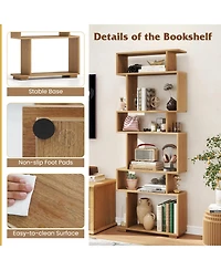 Sugift Six Tier Geometric Bookshelf with Anti Tipping Safety Kits