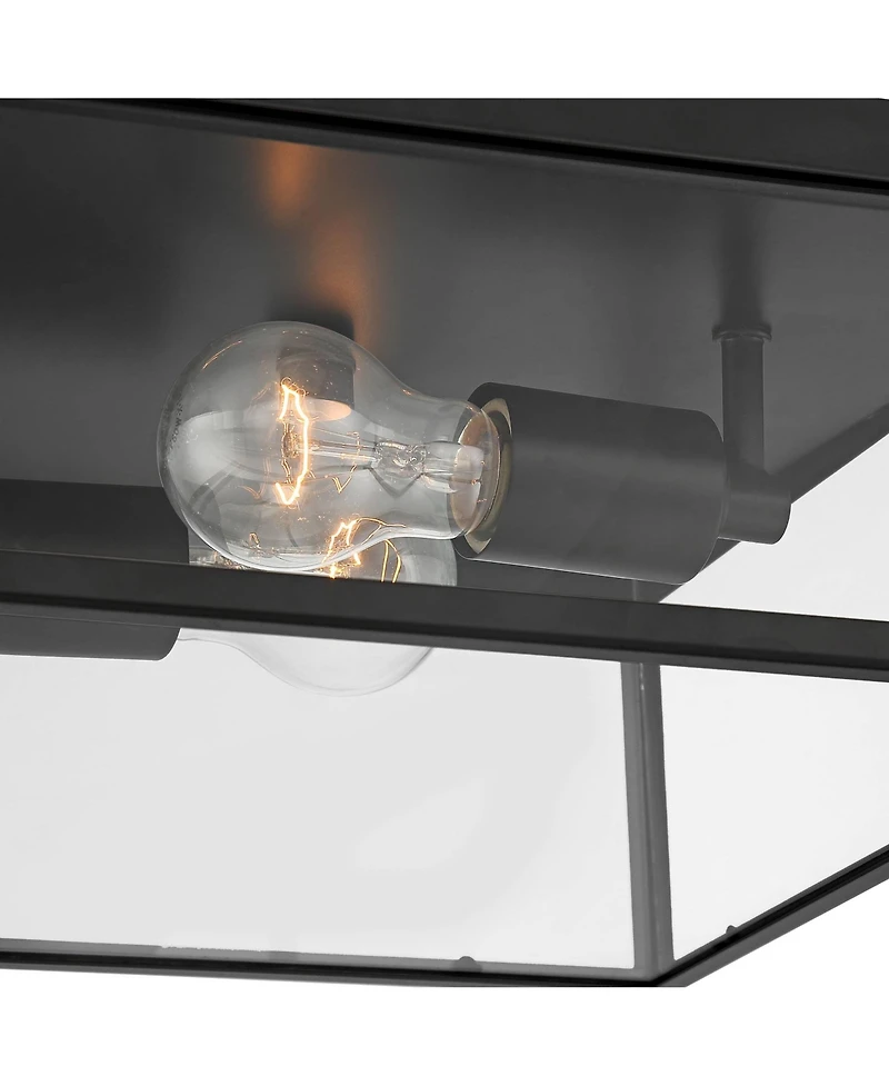 John Timberland Modern Outdoor Ceiling Light Fixture Matte 12" Clear Glass Panels Square Exterior House Porch Patio Outside