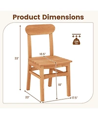 Gouun Armless Teak Wood Patio Dining Chair with Slatted Seat