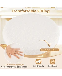 Costway 27" Bar Stools Upholstered Barstools with Boucle Fabric Seats Footrests