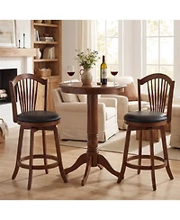 Costway Swivel Bar Stools 25" Counter Height Barstools with Backrests, Wood Frame