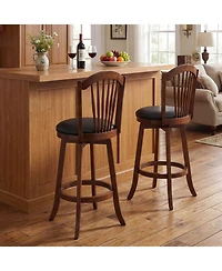 Costway Swivel Bar Stools Set of Height Barstools with Backrests and Wood Frame