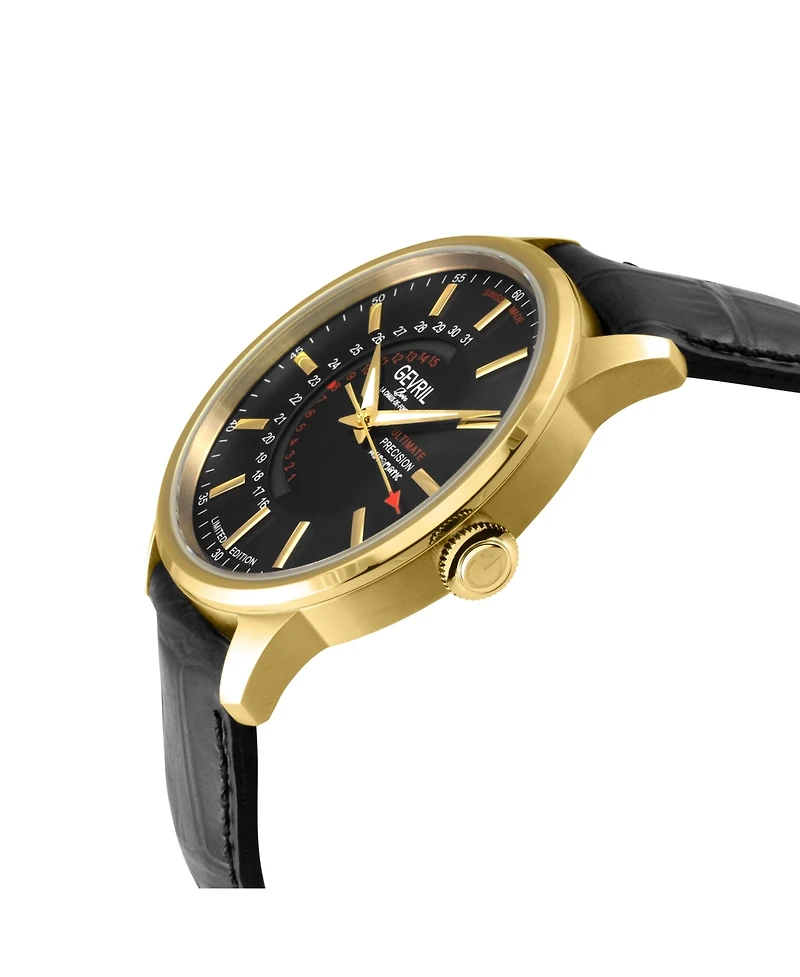 Gevril Men's Guggenheim Swiss Automatic Italian Leather Strap Watch