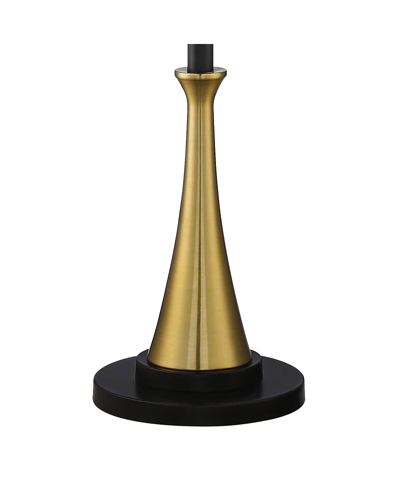 Possini Euro Design Burbank Mid Century Modern Art Deco 70" Tall Floor Lamp with Dimmer Two-Tone Brass Drum Shade for Living Room