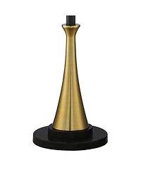 Possini Euro Design Burbank Mid Century Modern Art Deco 70" Tall Floor Lamp with Dimmer Two-Tone Brass Drum Shade for Living Room