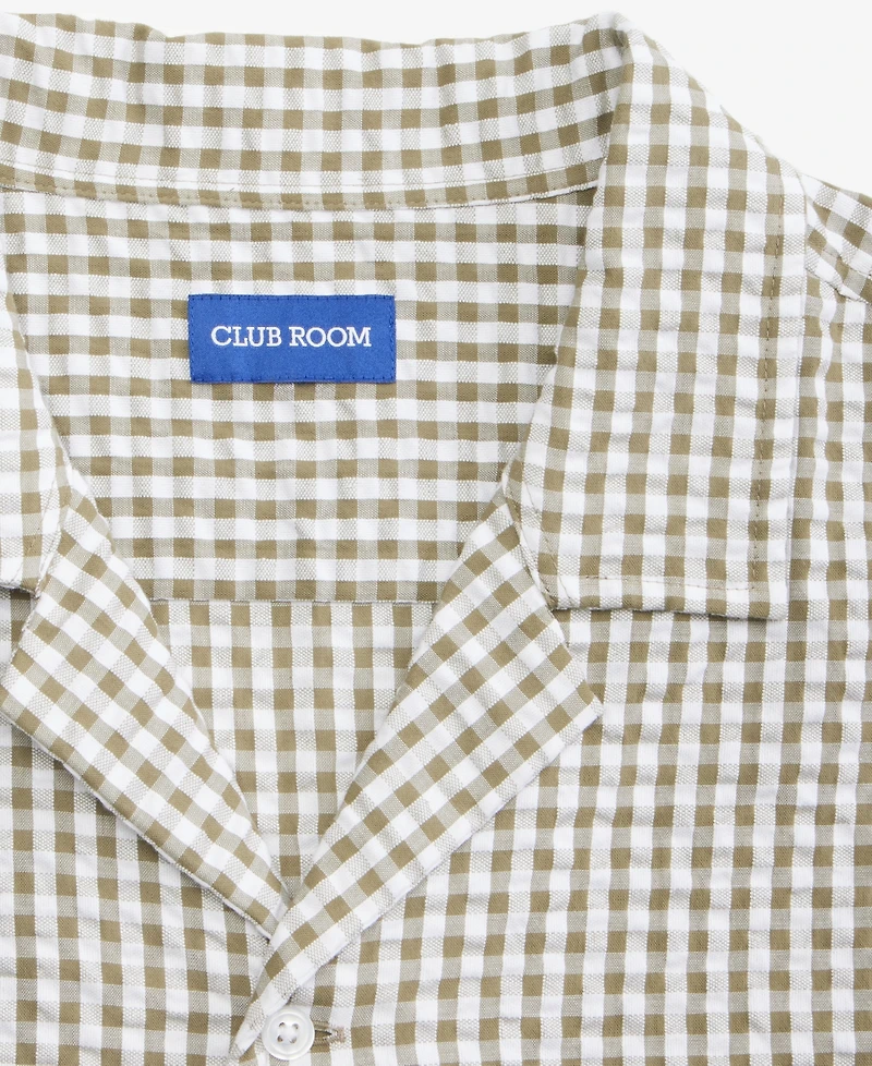 Club Room Men's Short Sleeve Striped Seersucker Button-Front Camp Shirt, Exclusively at Macy's - Pair Plaid