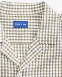 Club Room Men's Short Sleeve Striped Seersucker Button-Front Camp Shirt, Exclusively at Macy's - Pair Plaid