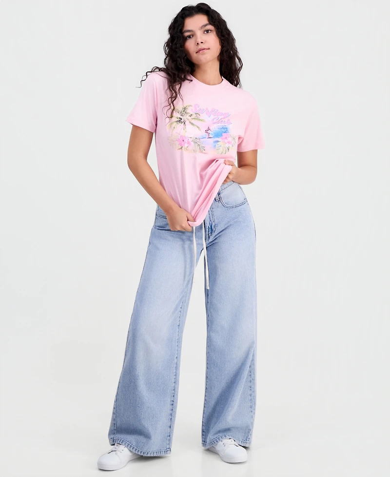 Rebellious One Juniors' Surfing Club Cotton Boyfriend T-Shirt
