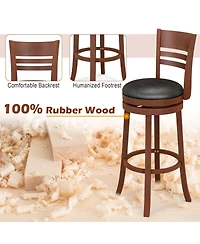 Costway Bar Stools Swivel Bar Height Dining Chairs with Backrests and Footrests