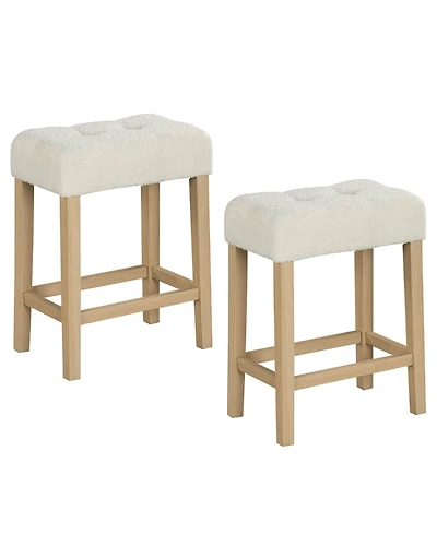 Costway Counter Height Bar Stools Set of 2 with Rubber Wood Legs Footrest Modern for Home