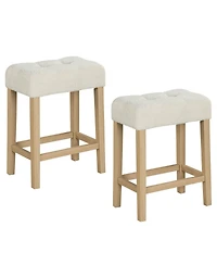 Costway Counter Height Bar Stools Set of 2 with Rubber Wood Legs Footrest Modern for Home