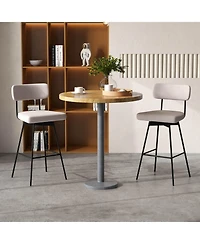 Costway Upholstered Swivel Bar Stool Set of 4 with Padded Seat and Backrest Metal Frame