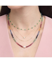 The Lovery Rainbow Gemstone Bead Pearl Necklace 14K Yellow Gold
