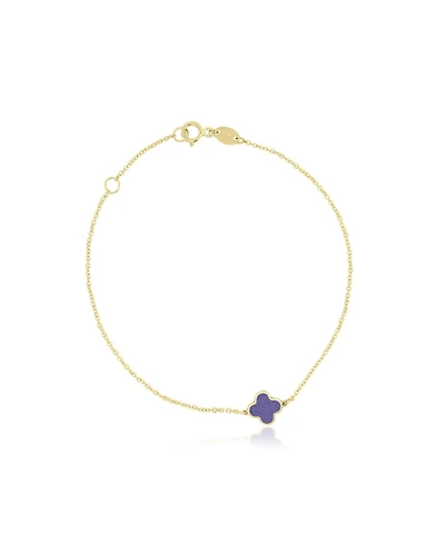 The Lovery Mini Amethyst Single Clover Bracelet 14K Gold
