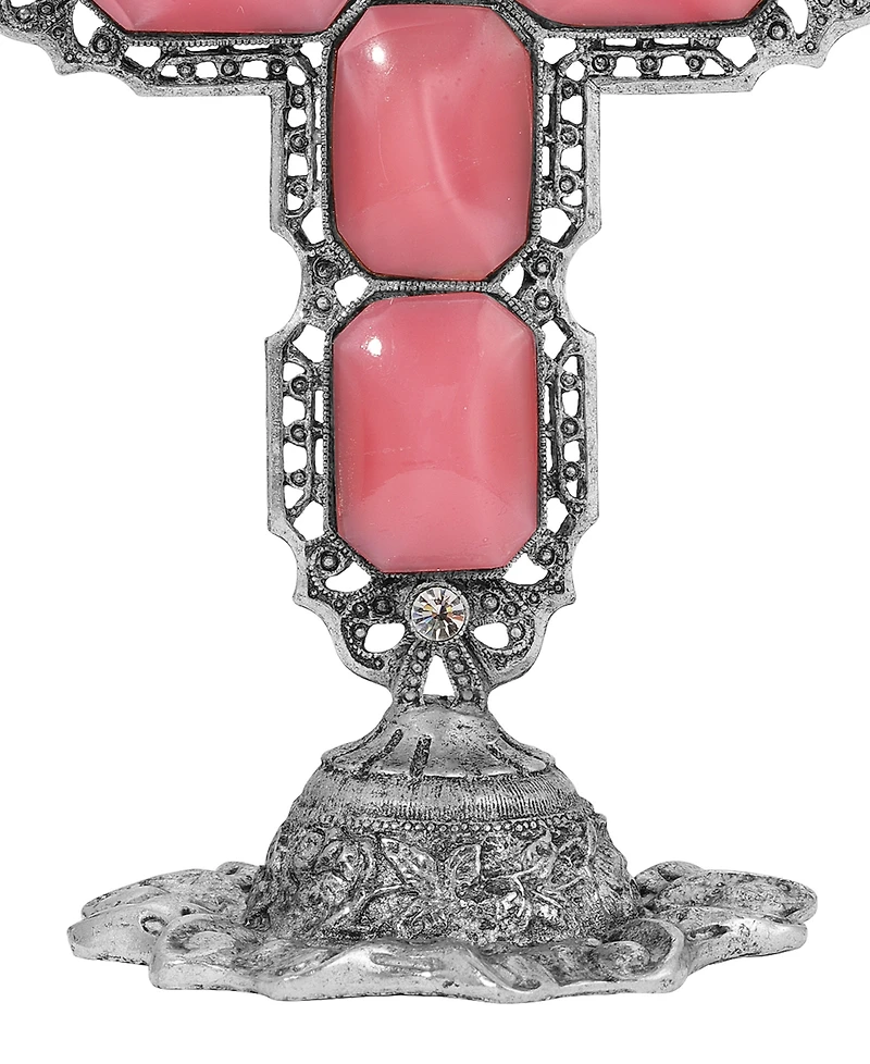 Symbols of Faith Pewter Pink Moon Octagon Cross Plaque