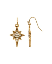 Symbols of Faith 14K Gold Dipped Crystal Glass Stones Star of Bethlehem Wire Earrings