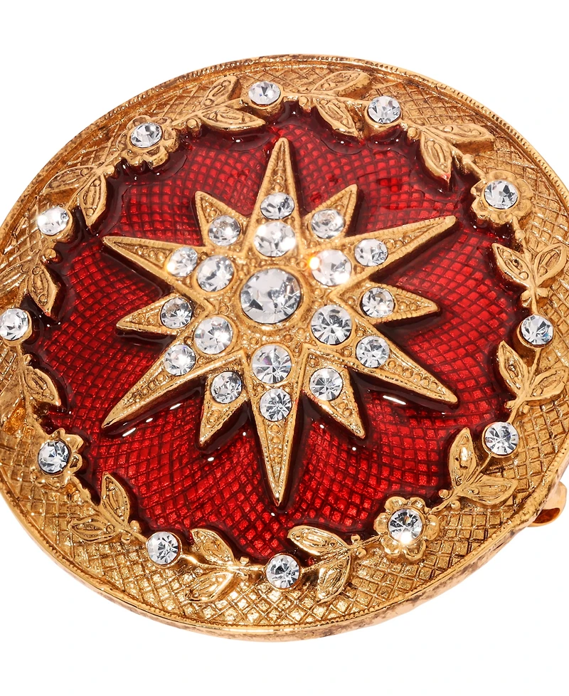 Symbols of Faith 14K Dipped Gold Red Enamel Star of Bethlehem Pin