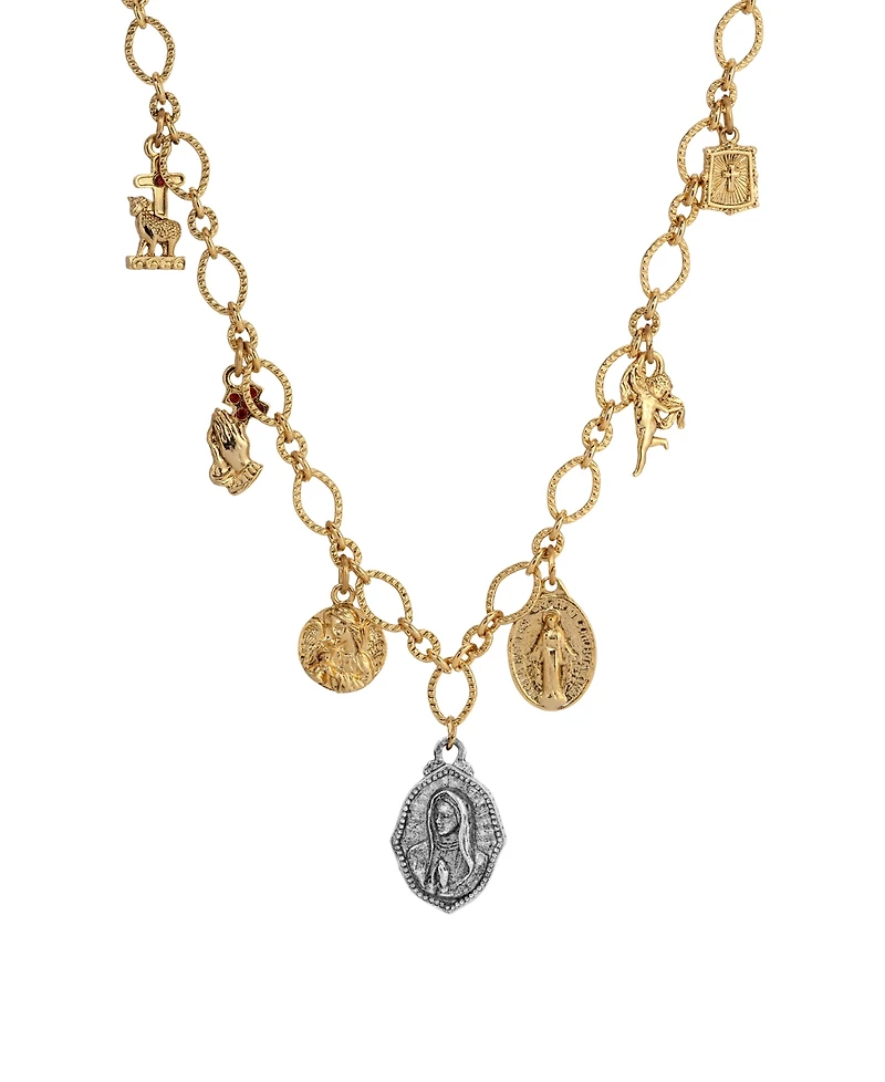 Symbols of Faith Gold-Tone Multi Charm Faith 16" Necklace