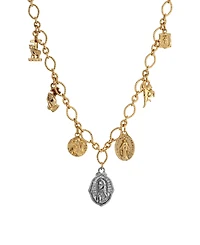 Symbols of Faith Gold-Tone Multi Charm Faith 16" Necklace